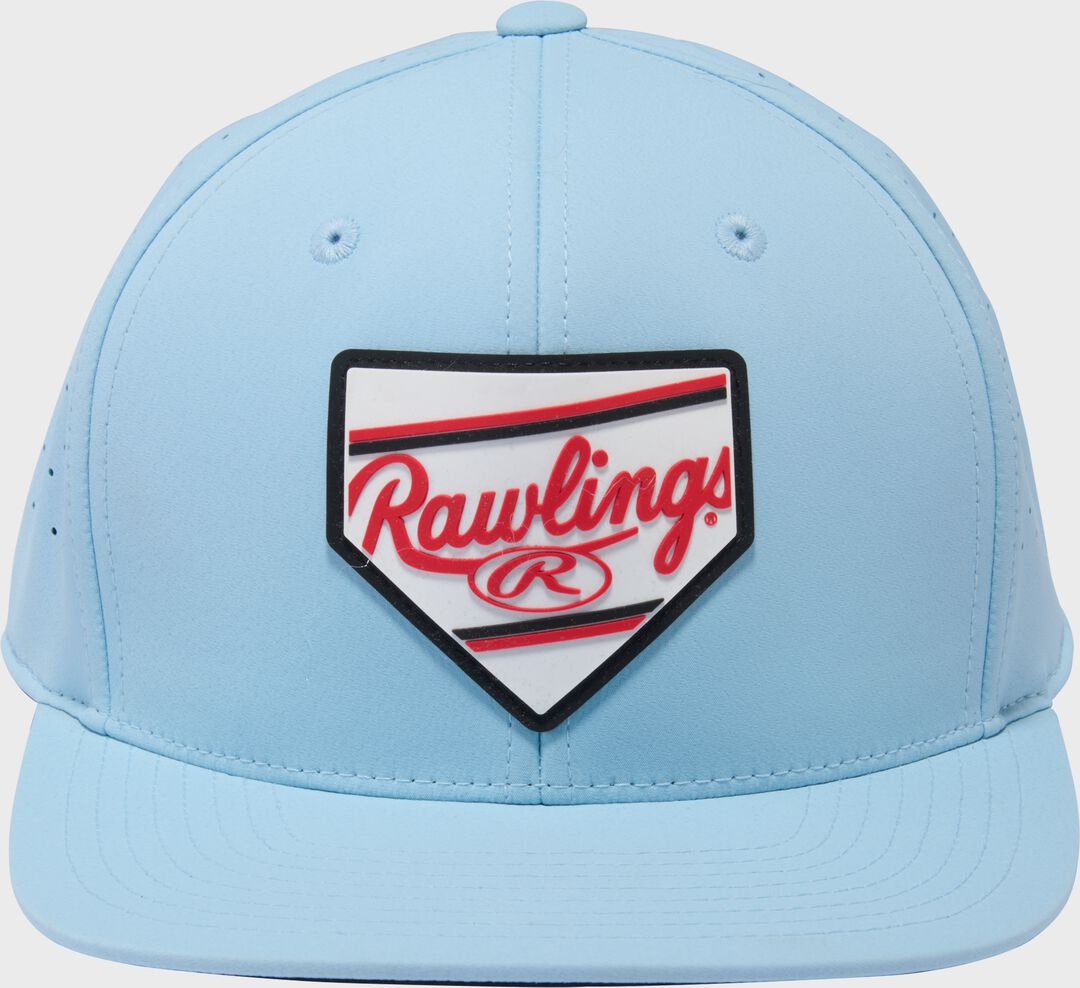 Rawlings Home Plate Performance Flat Bill Snapback Hat Light Blue - Image 2
